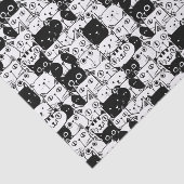 Papier Mousseline Chat noir et blanc face Motif fête d'anniversaire (Détail)