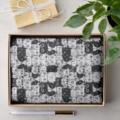 Papier Mousseline Chat noir et blanc face Motif fête d'anniversaire (Cadeau)