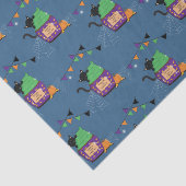 Papier Mousseline Chat noir et Cupcake Blue Halloween Tissu Papier (Détail)