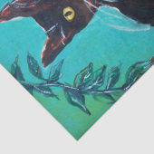 Papier Mousseline CHAT NOIR ET SOUFFLE EN BLEU TURQUOISE Anniversair (Détail)