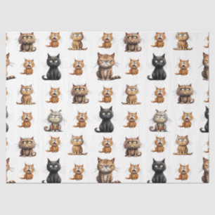 Papier Mousseline chat noir fou en colère, chat gris et chat brun
