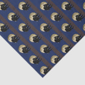 Papier Mousseline Chat Noir Halloween Prowling Sur Une Nuit De Plein (Détail)