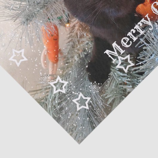 Papier Mousseline Chat noir Joyeux Noël, Découpage (Détail)