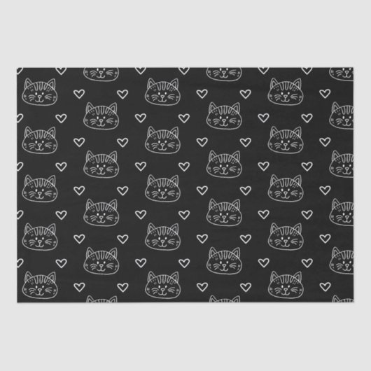 Papier Mousseline Chat noir Kitten Motif sans couture (Recto)