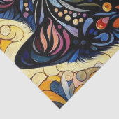 Papier Mousseline Chat noir Kitty Floral Whimsical Jaune Découpage (Détail)