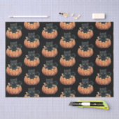 Papier Mousseline Chat noir mignon dans un Motif Citrouille Hallowee (Artisanat)