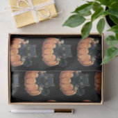 Papier Mousseline Chat noir mignon dans un Motif Citrouille Hallowee (Cadeau)