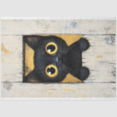 Papier Mousseline Chat noir mignon Kitten Cachet Peeking AQ7 Découpa (Recto)