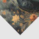 Papier Mousseline Chat noir moderne avec fleurs -Découpage- (Détail)