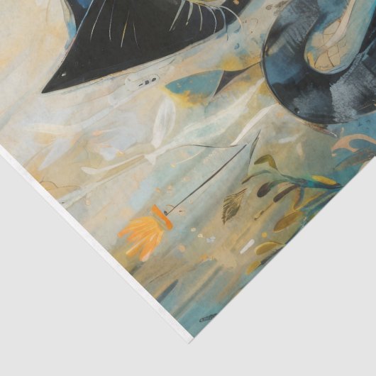 Papier Mousseline Chat noir moderne -Découpage- (Détail)