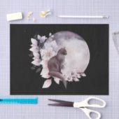 Papier Mousseline Chat noir par une Pleine lune magique (Artisanat)