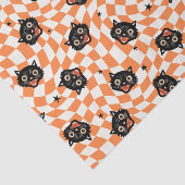 Papier Mousseline Chat noir rétro Motif chèque orange (Détail)