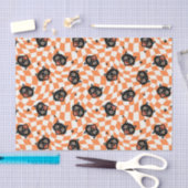 Papier Mousseline Chat noir rétro Motif chèque orange (Artisanat)