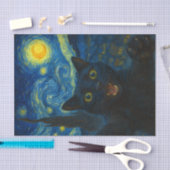 Papier Mousseline Chat noir Starry Nuit Van Gogh Chat Selfie (Artisanat)
