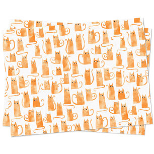 Papier Mousseline Chat orange