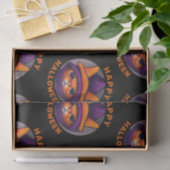 Papier Mousseline Chat orange avec sorcière violette Casquette Bonne (Cadeau)