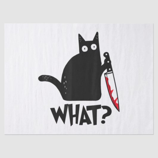 Papier Mousseline Chat Qu'est-ce que_ Drôle Chat Noir (Recto)