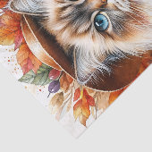 Papier Mousseline Chat Ragdoll À L'Automne Avec Feuilles Automnes (Détail)