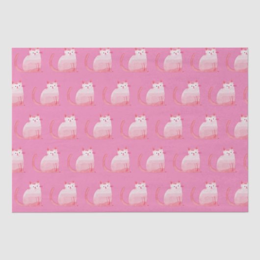 Papier Mousseline Chat rose (Recto)