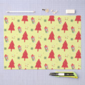 Papier Mousseline Chat rouge Père Noël Xmas arbre motif transparent (Artisanat)