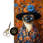Papier Mousseline Chat siamois floral automne en robe découpage<br><div class="desc">Célébrez le charme de l'automne avec ce Chat Siamois Floral Automne en Dress Decoupage Paper. Doté d'un chaton siamois gracieux vêtu d'une tenue vintage, entouré de fleurs d'automne, ce papier de tissu est parfait pour le découpage, le scrapbooking et l'emballage cadeau de saison. Idéal pour les amoureux de les chats...</div>