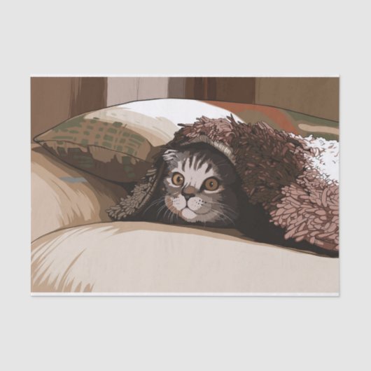 Papier Mousseline chat sous papier de tissu (Recto)