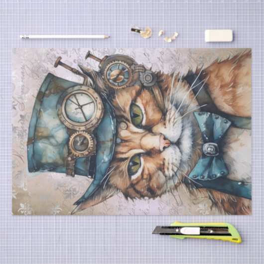 Papier Mousseline Chat Steampunk (Artisanat)