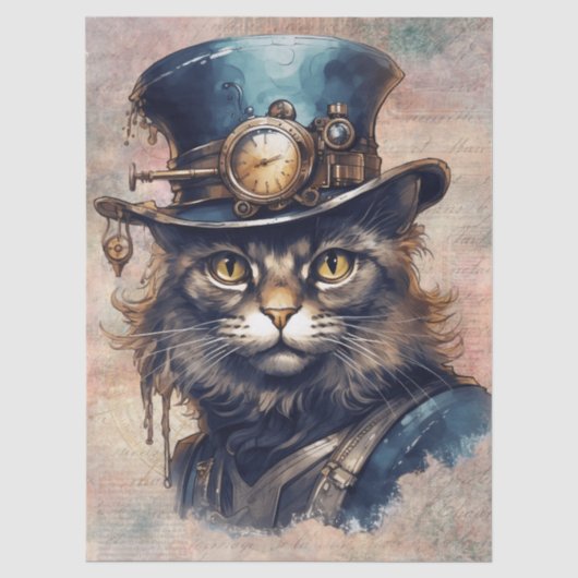 Papier Mousseline Chat Steampunk (Recto)