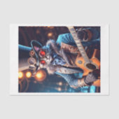 Papier Mousseline Chat Steampunk avec chapeau et goggle dessus jouer (Recto)