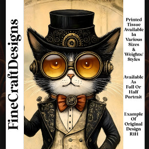 Papier Mousseline Chat Steampunk Chic Anthropomorphe R1H Découpage