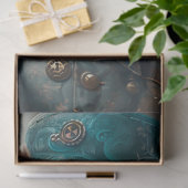 Papier Mousseline Chat Steampunk turquoise avec découpage Casquette  (Cadeau)