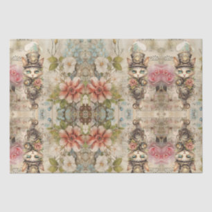 Papier Mousseline Chat sur collage Steampunk vintage Decoupage