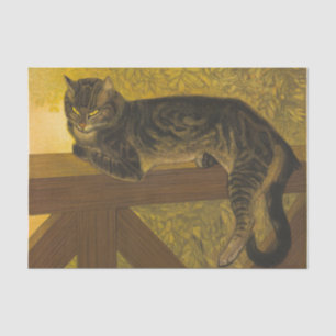Papier Mousseline chat sur la clôture peinture vintage