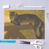 Papier Mousseline chat sur la clôture peinture vintage (Artisanat)