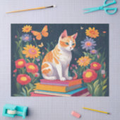 Papier Mousseline Chat sur une pile de livres (Artisanat)