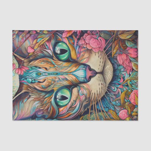 Papier Mousseline Chat tabby abstrait moderne (Recto)