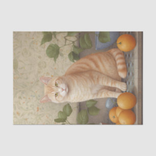 Papier Mousseline Chat Tabby Orange Décor
