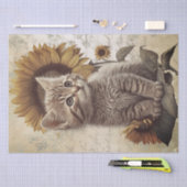Papier Mousseline Chat Tournesol Cute Kitten (Artisanat)