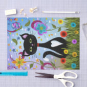 Papier Mousseline Chat Tuxedo Noir Et Blanc Dans Un Jardin (Artisanat)