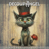 Papier Mousseline Chat Wacky en Casquette - découpage -