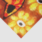 Papier Mousseline Chat Whimsical Rétro Kitty Floral Jaune Rouge Oran (Détail)