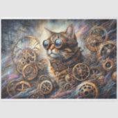 Papier Mousseline Chat Whimsical Steampunk Galaxy Quest Decoupage (Recto)