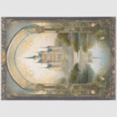 Papier Mousseline Château Art Nouveau Rococo Marine n Gold Ephemera (Recto)