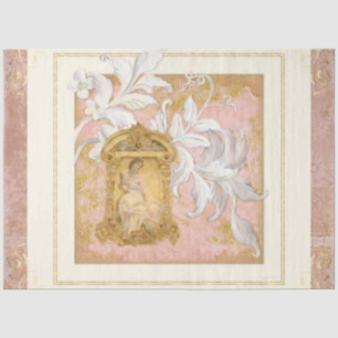 Papier Mousseline Château Français Élégante Art Découpage Femme Vint