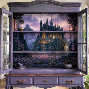 Papier Mousseline Château gothique à fenêtre lumineuse