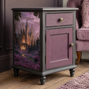 Papier Mousseline Château gothique floral pourpre crépusculaire déco