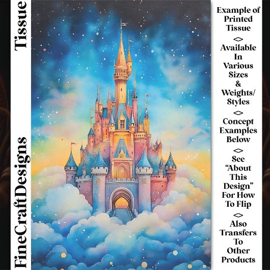 Papier Mousseline Château Imaginaire Aquarelle En Nuages CJ9 Découpa