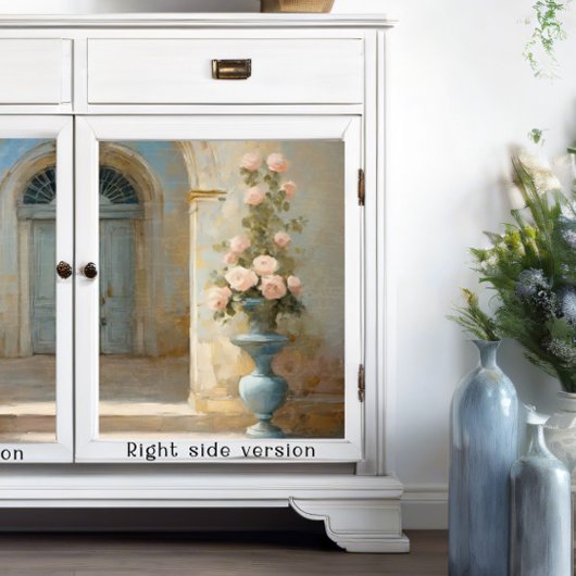 Papier Mousseline Château Rose Cour Florale Rose Bleu