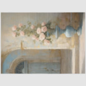 Papier Mousseline Château Rose Cour Florale Rose Bleu (Recto)