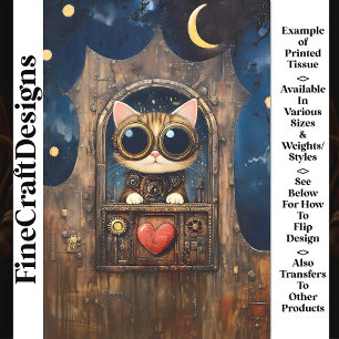 Papier Mousseline Chaton marbré Steampunk Fantastique Découpage AR1